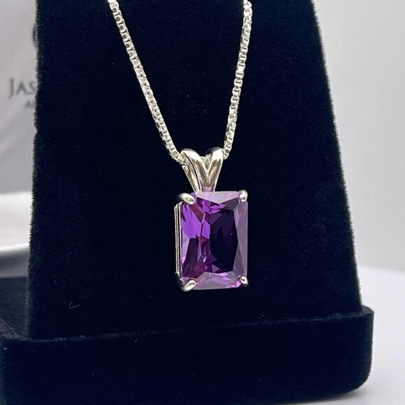 Gorgeous 8ct Emerald Cut Alexandrite Necklace Color Change Alexandrite Sapphire - Picture 1 of 6